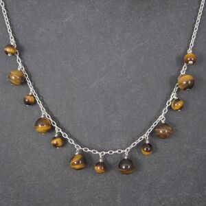 Vintage Sterling Tiger's Eye Dangle Necklace